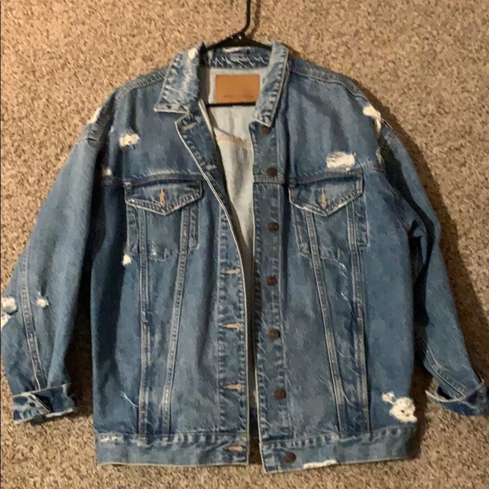 American Eagle boyfriend ripped denim jacket